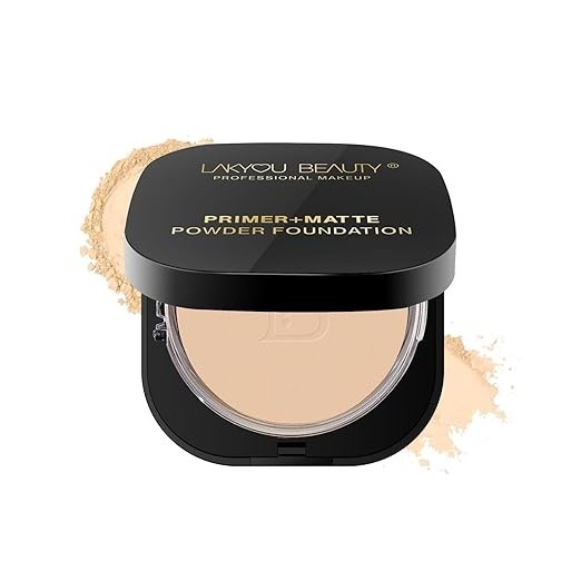 Lakyou Beauty Primer + Matte Compact Powder Foundation 15g, Shade-03(Natural Bei