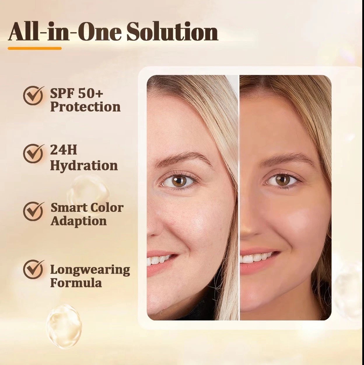 Foundation 4 in 1 – Light Spectrum, Color Changing Foundation SPF 50+ For Women