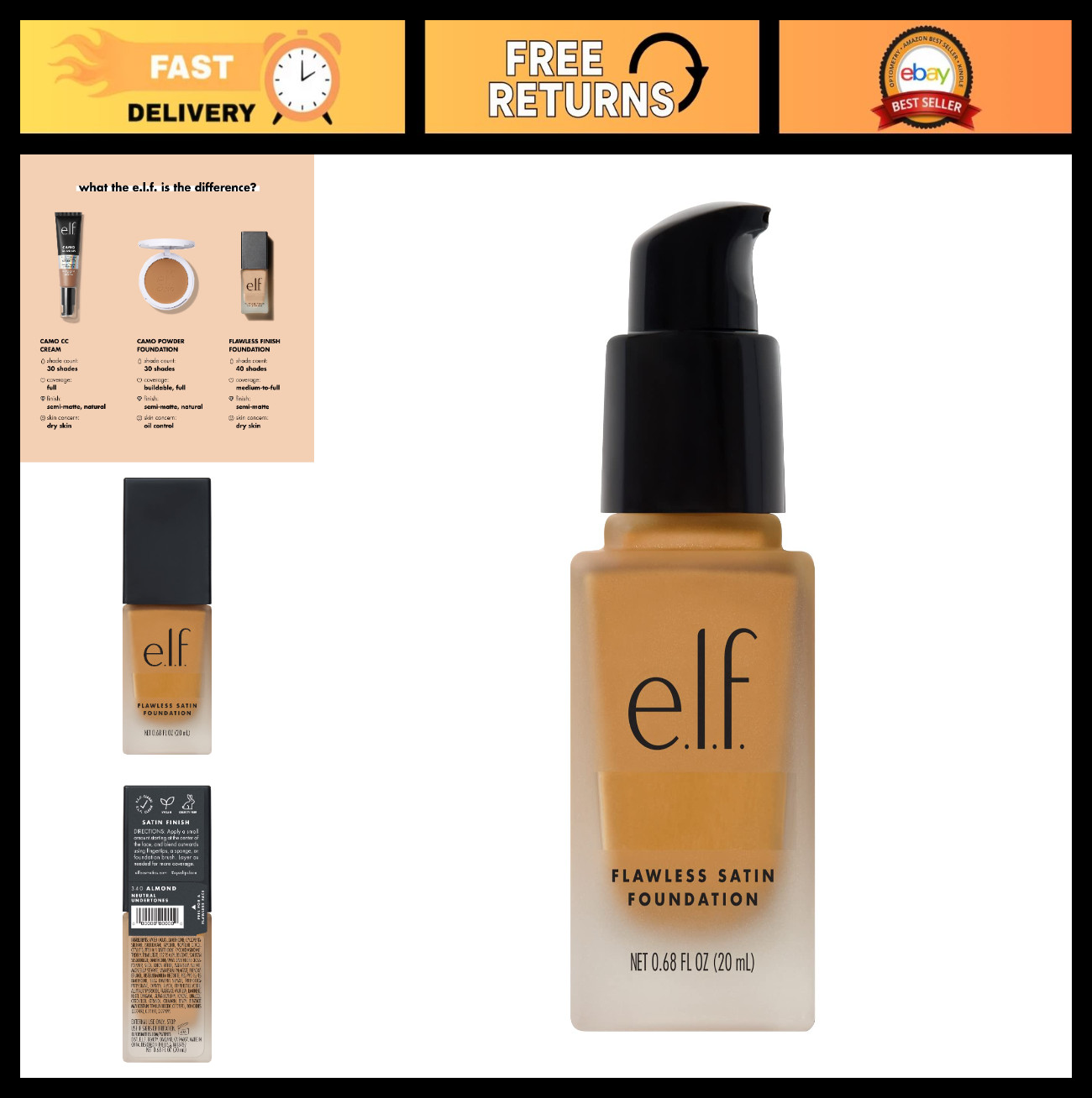Lightweight Medium Coverage Foundation, Semi-Matte Finish, Vegan, Cruelty-Free,