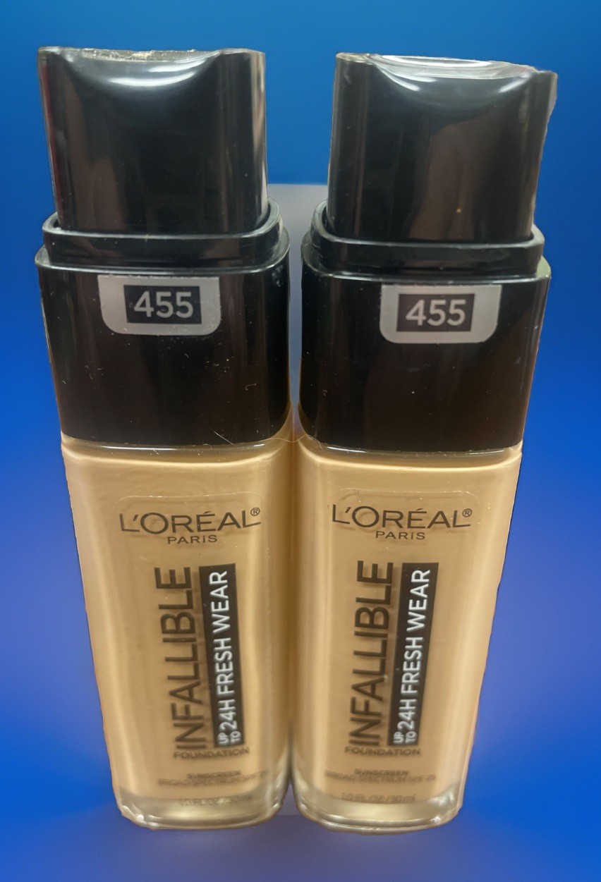 LOREAL Infallible 24hr Fresh Wear Foundation 455 Natural Buff 2 Bottles Read!!