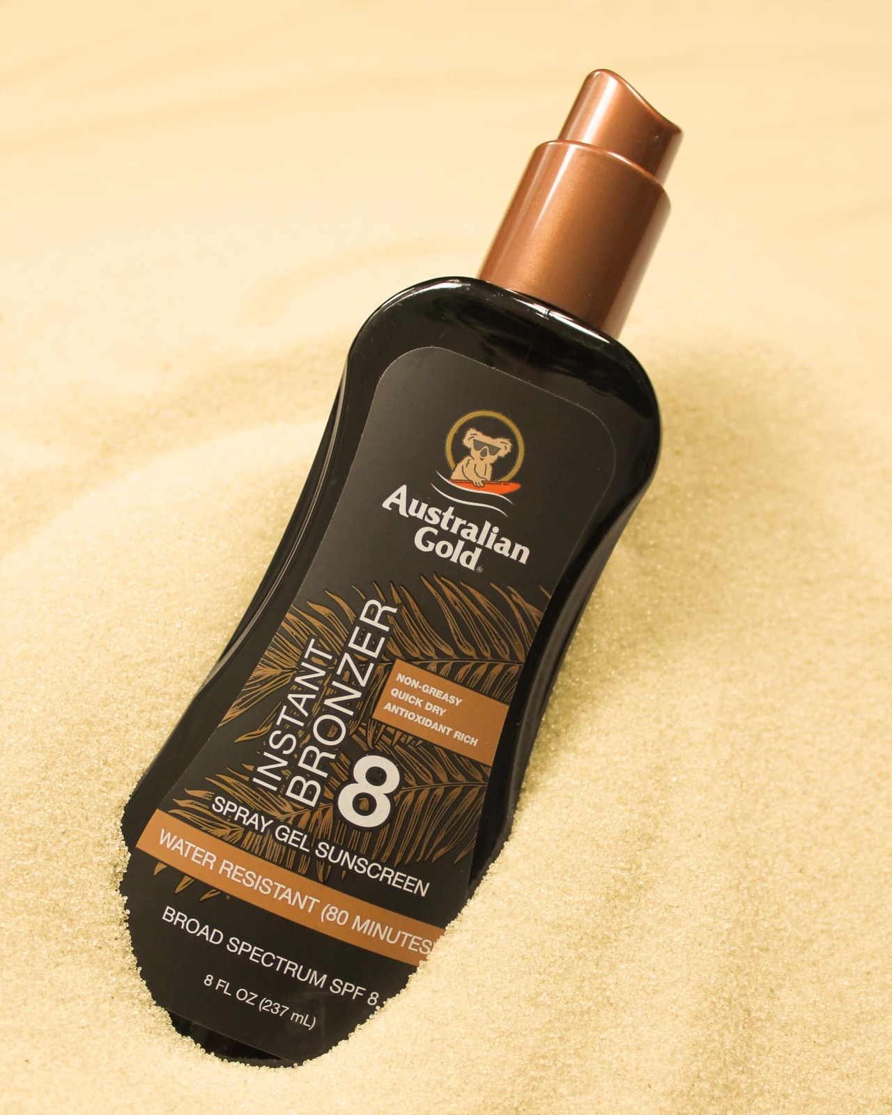 Australian Gold Spray Gel Sunscreen with Instant 8 Fl Oz (Pack of 1), SPF 8