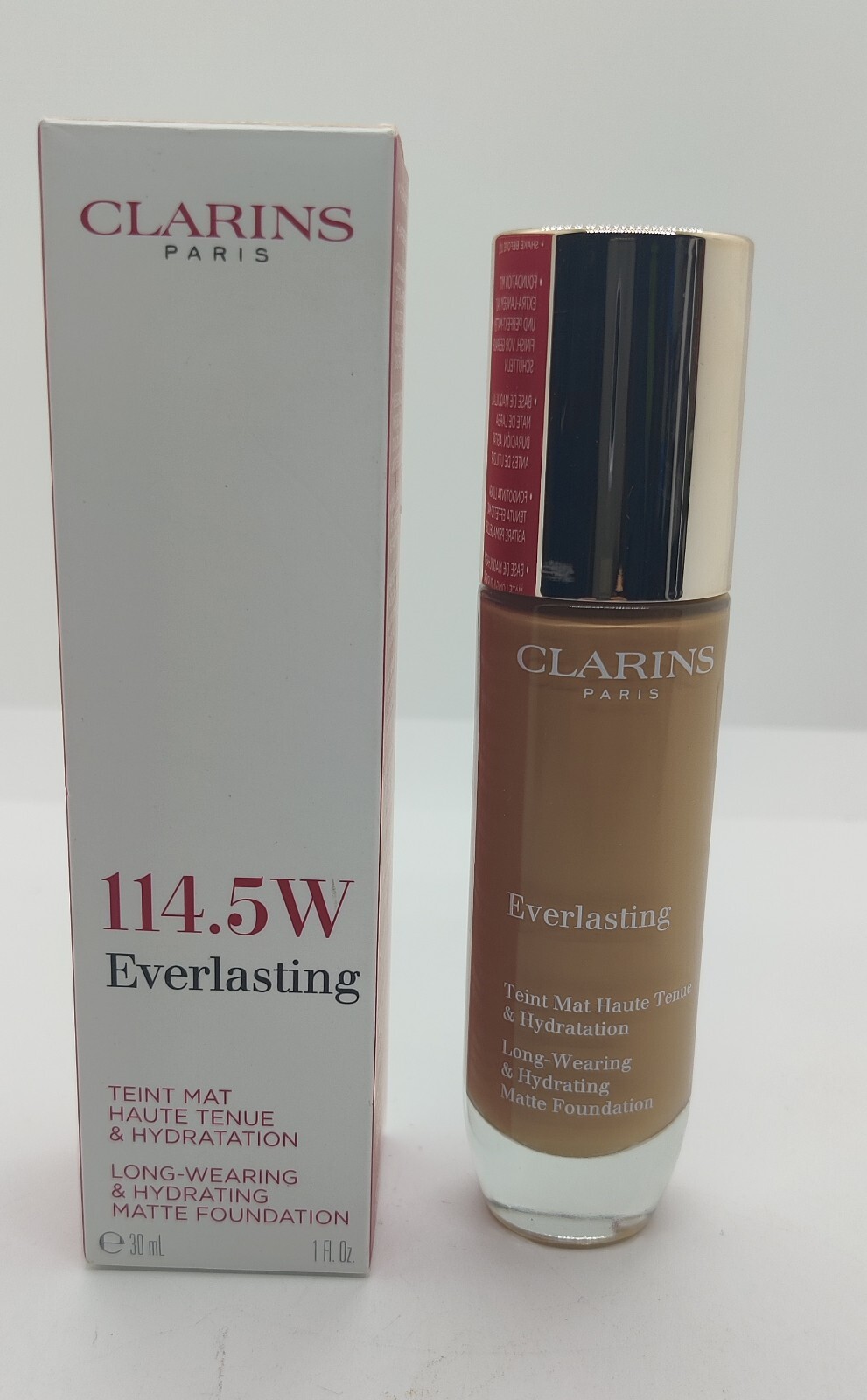 Clarins Paris Everlasting Matte Foundation 1 oz 114.5W Sepia