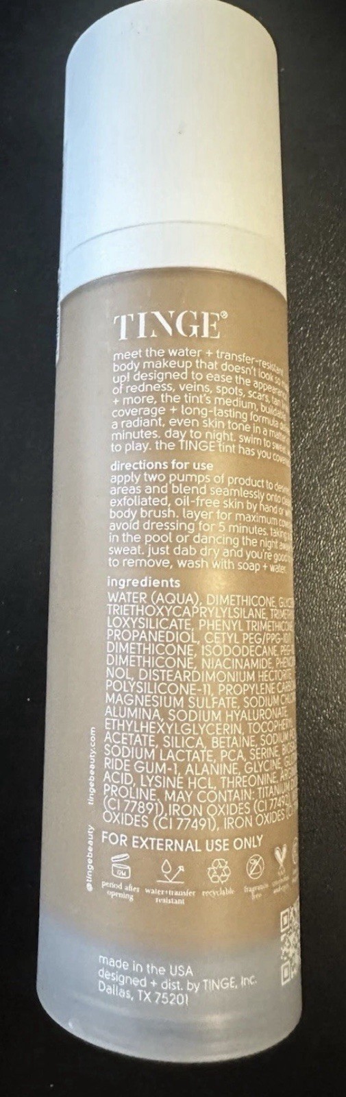 TINGE Tint Body Makeup ~ TAN/Neutral 3.38 fl oz/ 100 mL New
