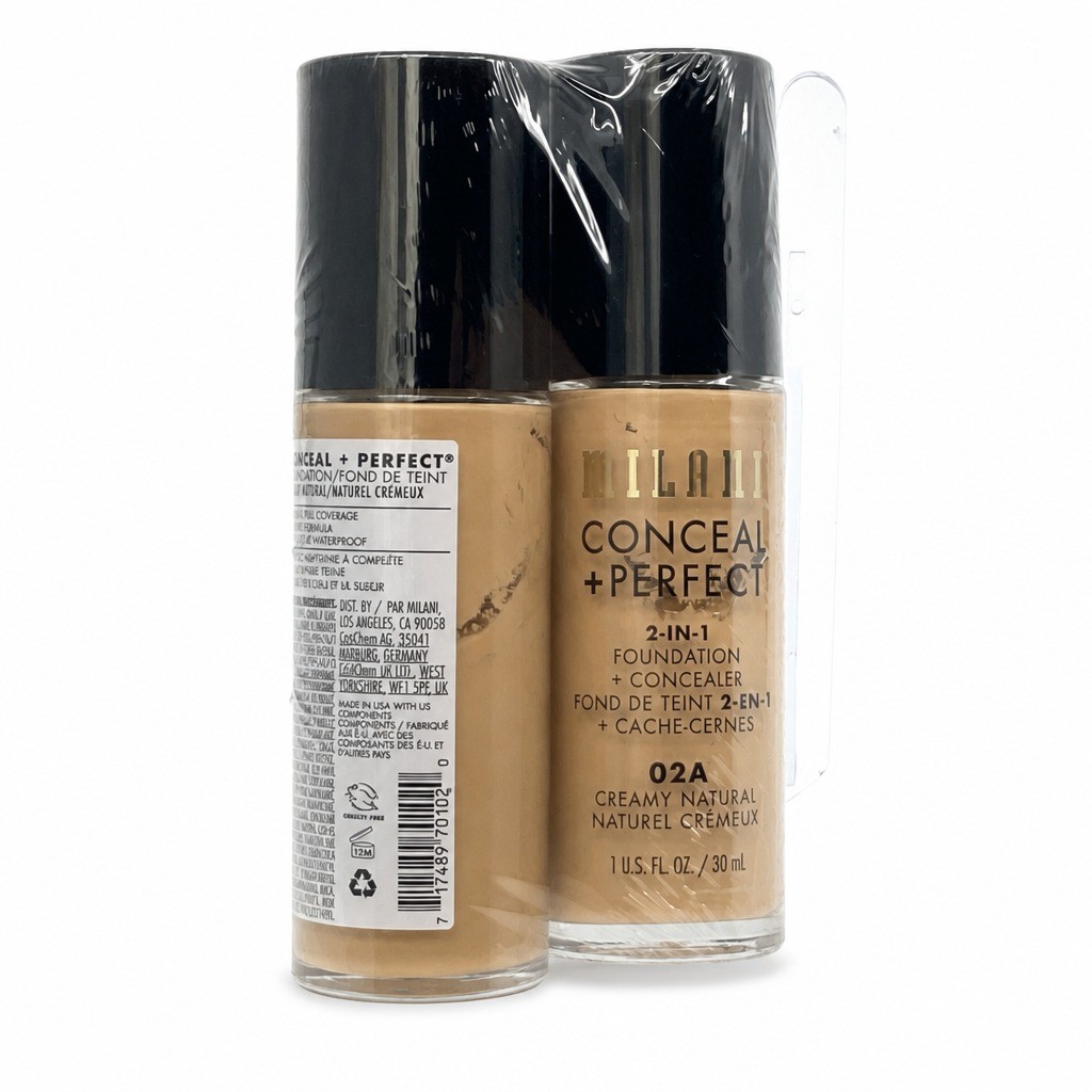 Milani Conceal + Perfect 2-in-1 Foundation Concealer 02A Creamy Natural, 2 PACK