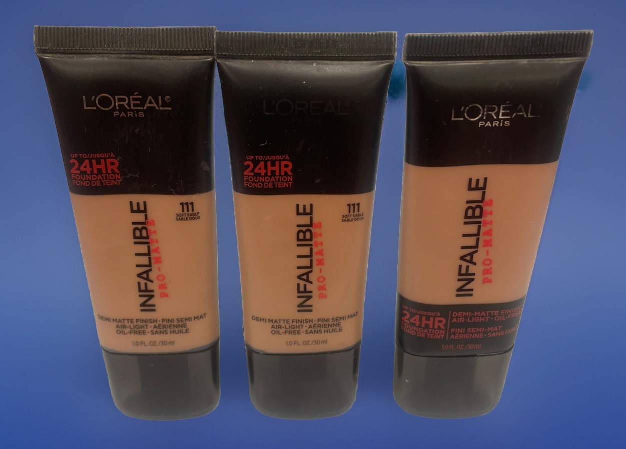 Loreal Infallible Pro-Matte 24 Hr Foundation 111 Soft Sable 3 Tubes Sealed!!