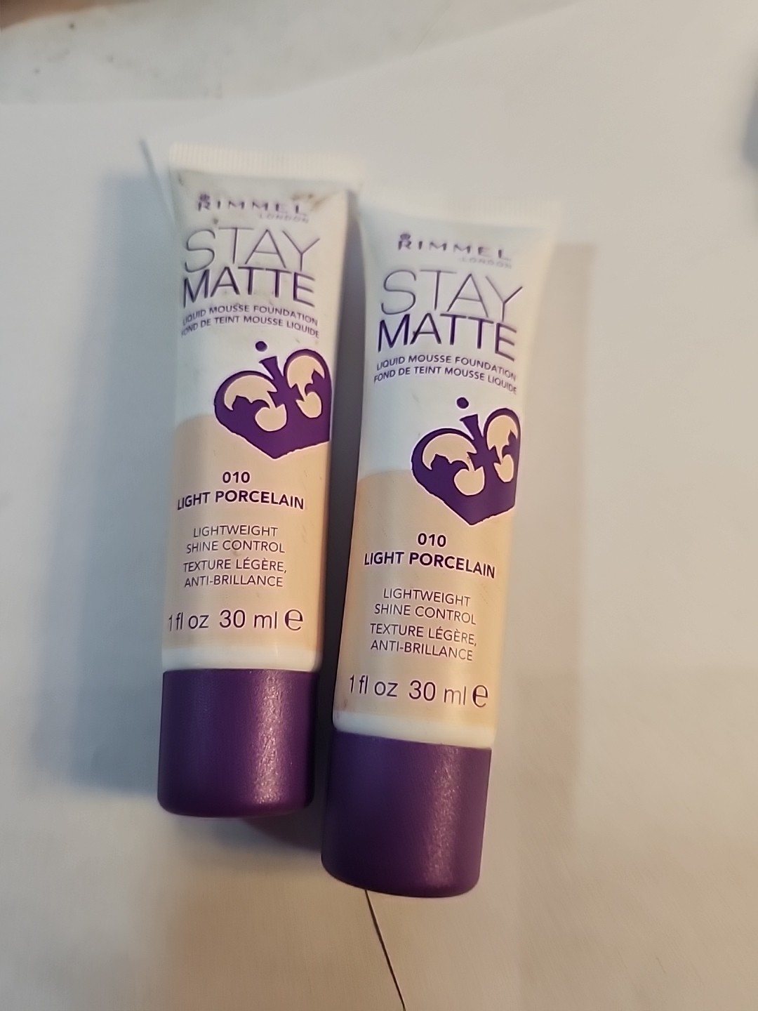 Lot Of 2 Rimmel Stay Matte Liquid Mousse Foundation – 010 Light Porcelian