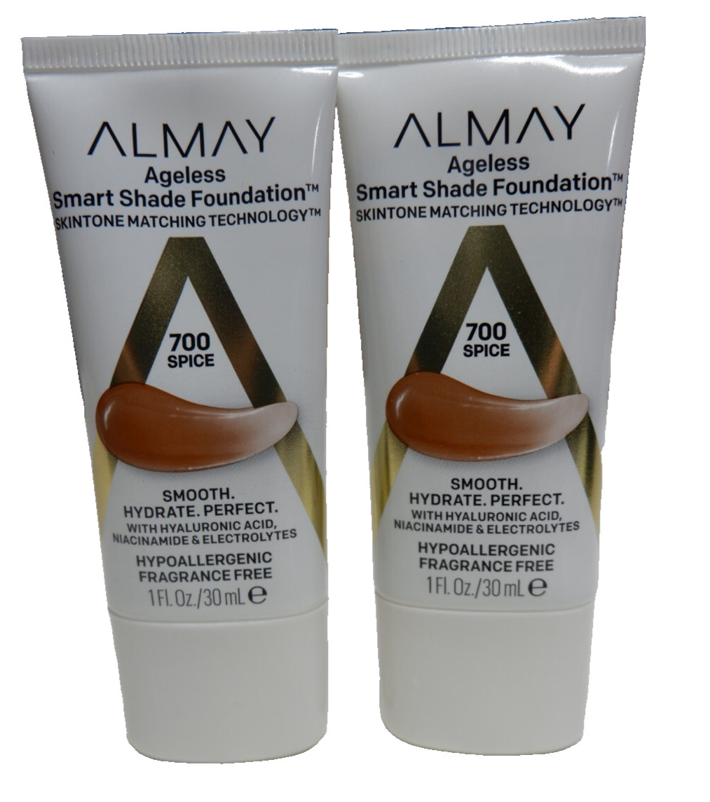 Almay Ageless Smart Shade Foundation, 700 Spice hypoallergenic 2-pack