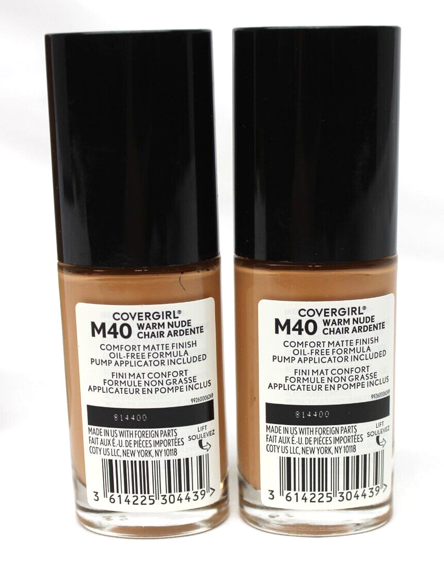 (2) CoverGirl Trublend 12Hr Comfort Matte Foundation M40 Warm Nude 30mL USA NIB