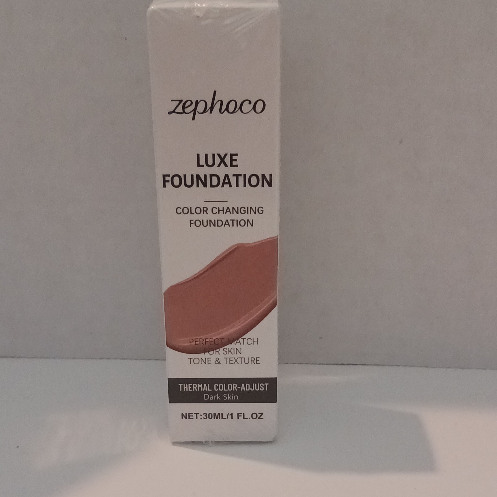 Zephoco Luxe Color Changing Liquid Foundation Thermal Color-Adjust Dark 1 fl oz