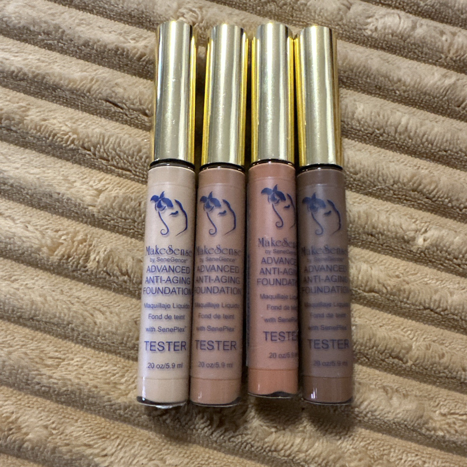 SeneGence MakeSense Foundation Advanced Anti-Aging LOT of 4 TESTERS NWOB