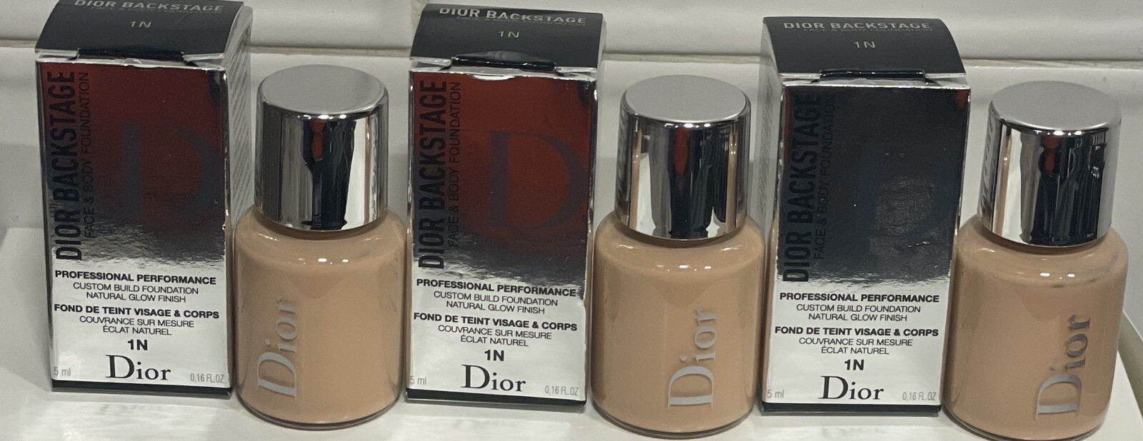 3 Dior BackStage 5ml Face & Body Foundation Mini 0.16 oz Color 1N Neutral New
