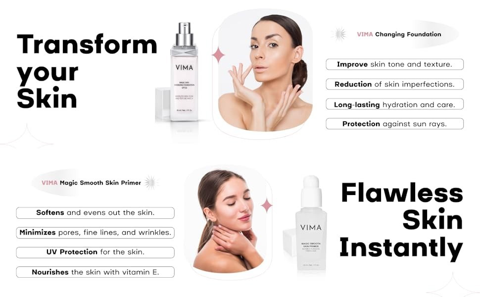 Vima – color changing Foundation with Sunscreen – fragance – free. 1 fl oz