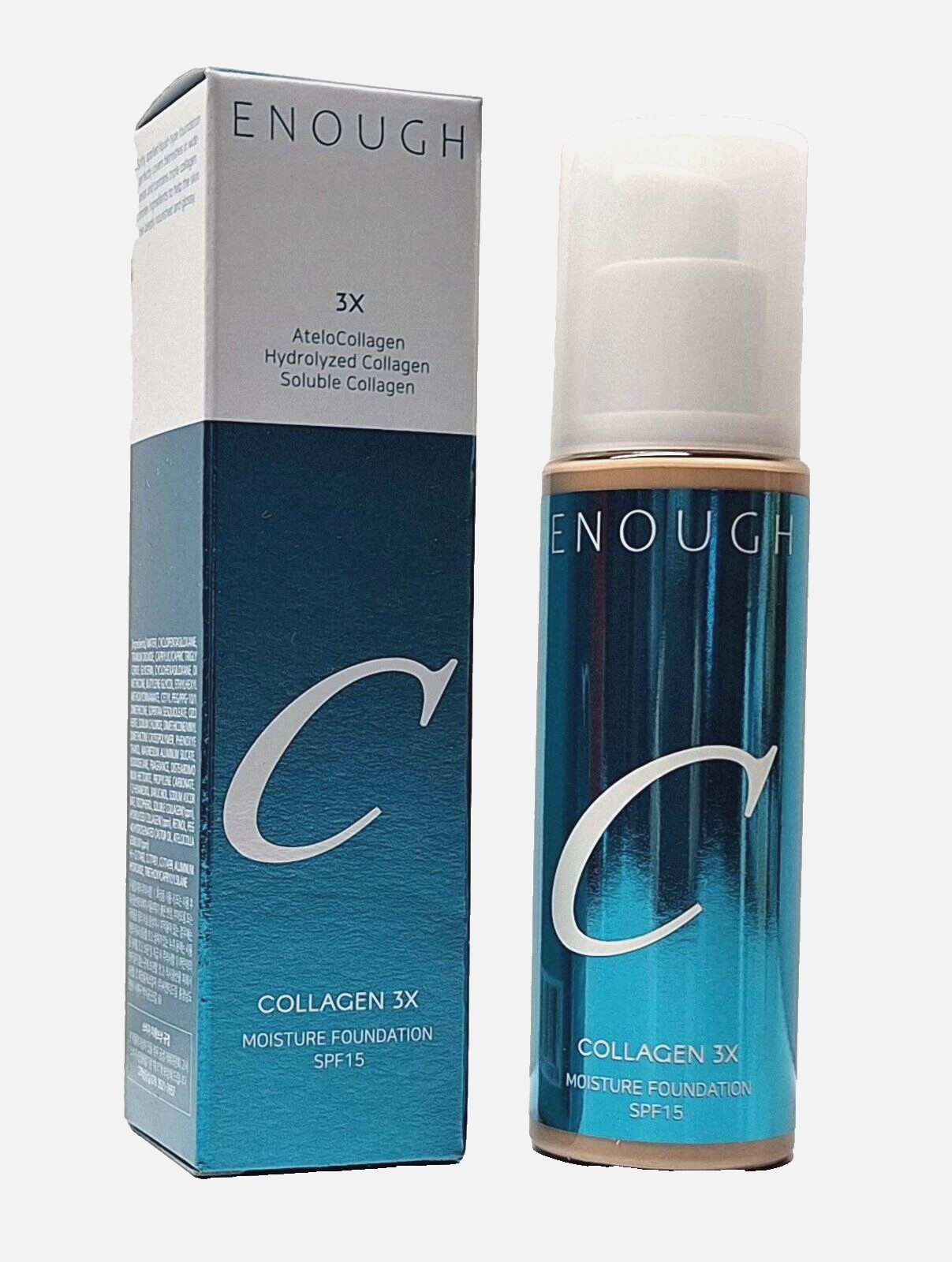 Enough Collagen 3X Moisture Foundation 21N Clear Beige SPF15 3.38oz K-Beauty