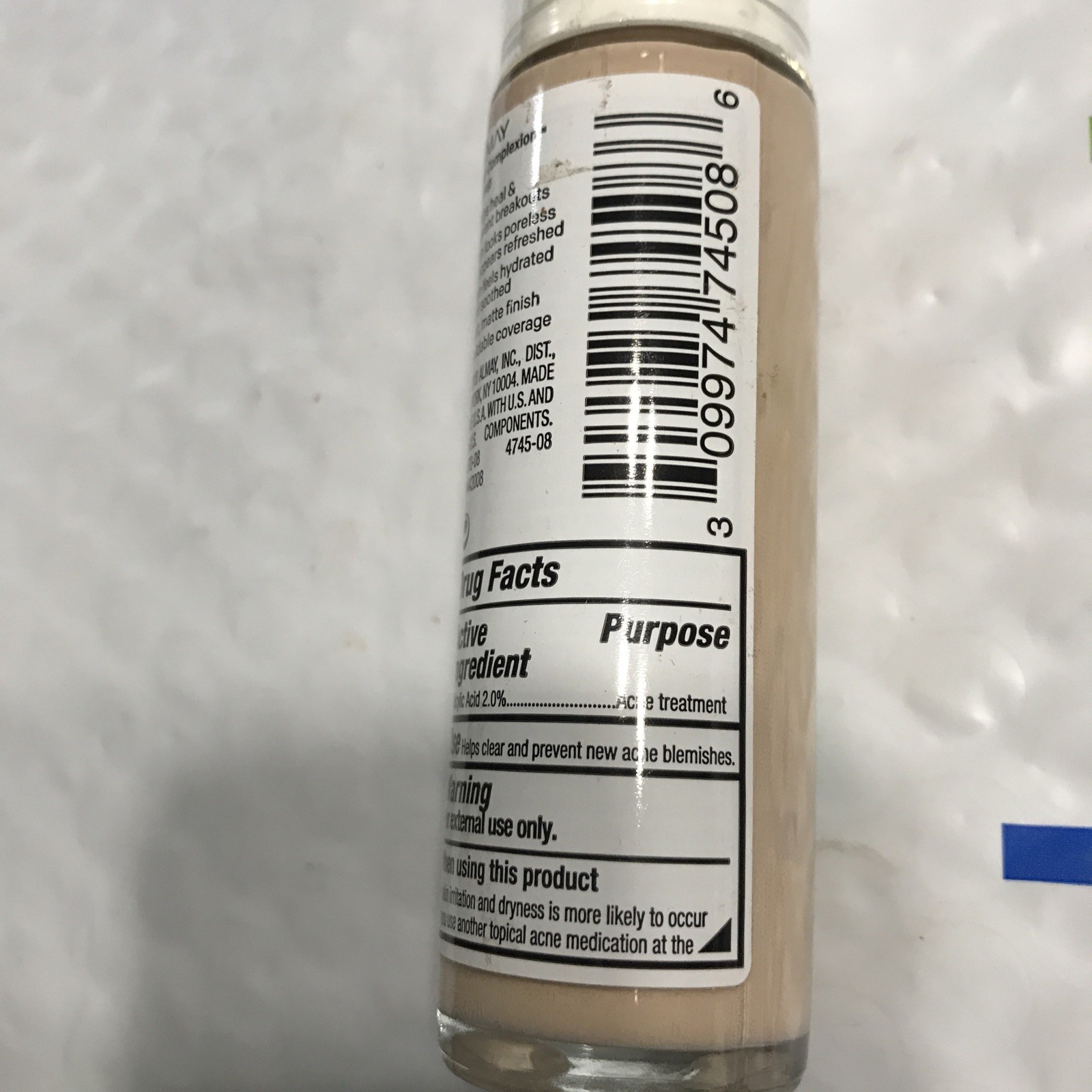ALMAY Clear Complexion Makeup Foundation 099 PORCELAIN unsealed
