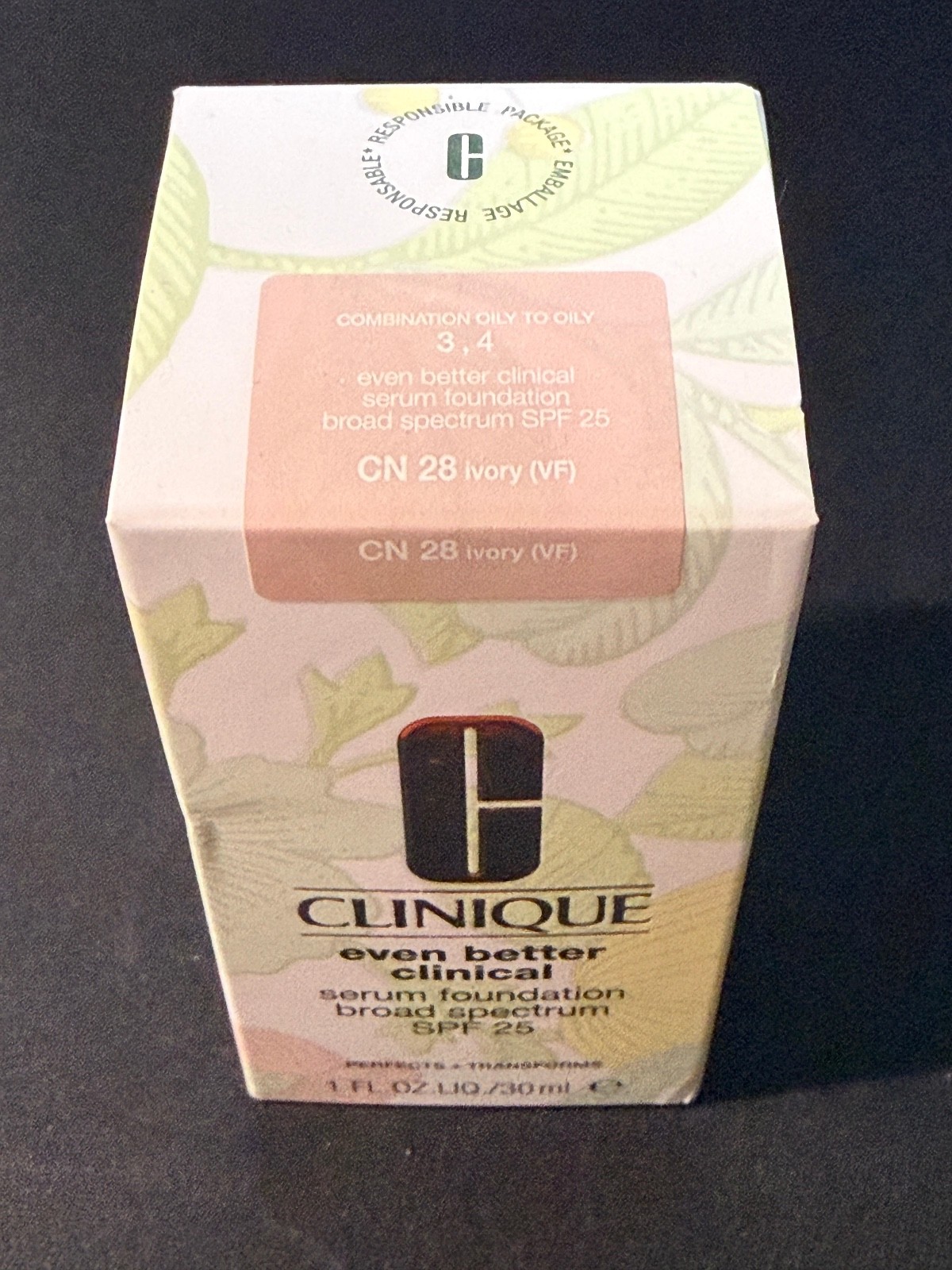 Clinique Even Better Clinical Serum Foundation SPF 25 -CN 28 IVORY- 1oz/30ml-NIB