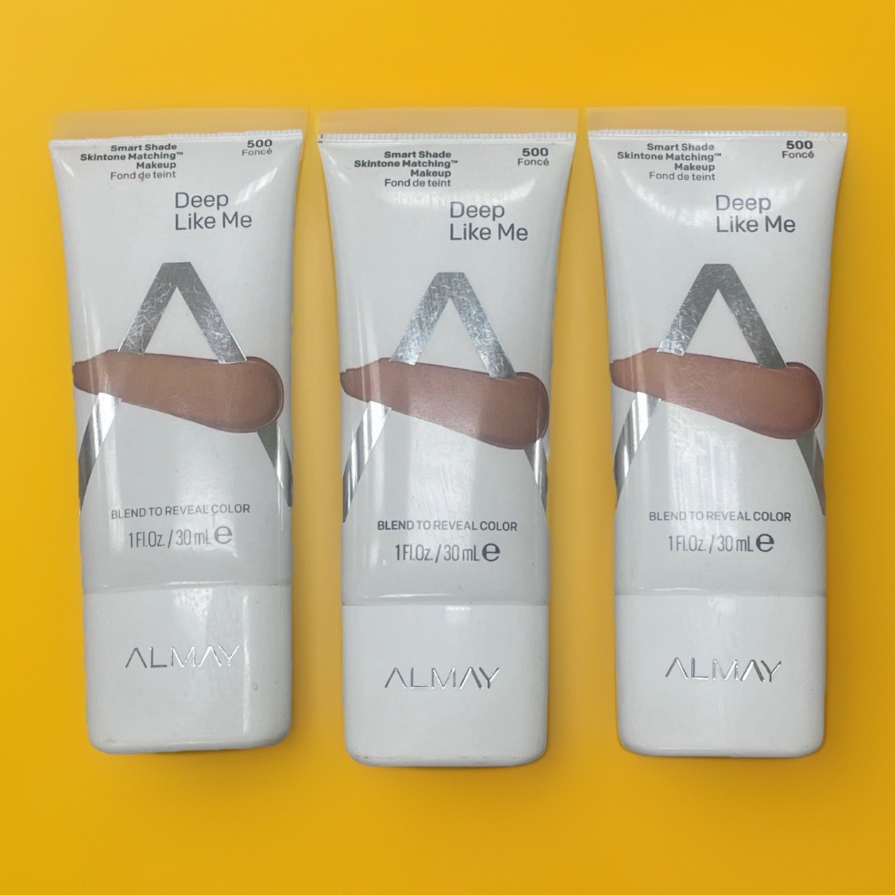 Almay Smart Shade Foundation 500 Fonce Deep Like Me 1oz Ea Lot Of 3