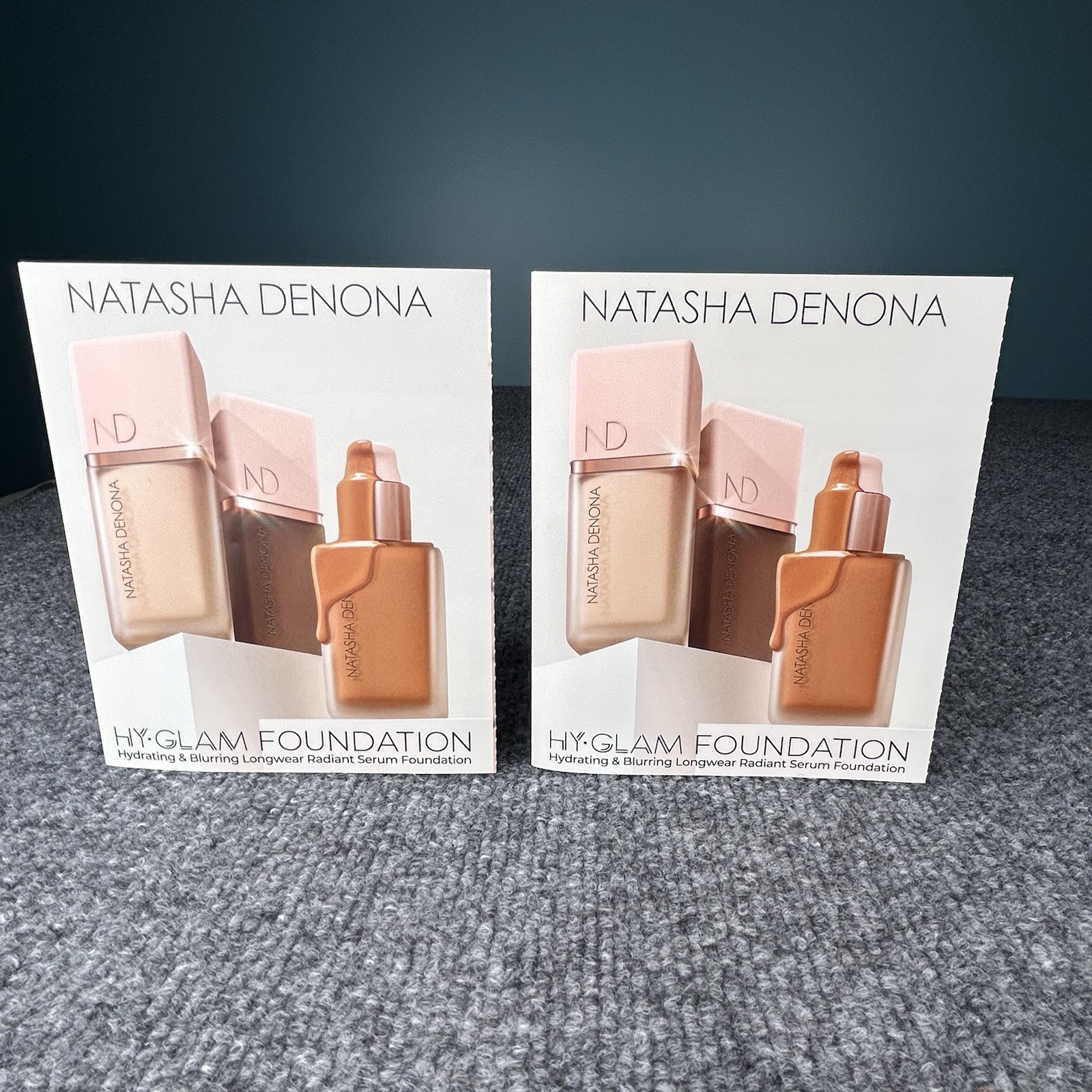Natasha Denona Hy-Glam Foundation 6 Shade Sample Cards NEW Lot of 2