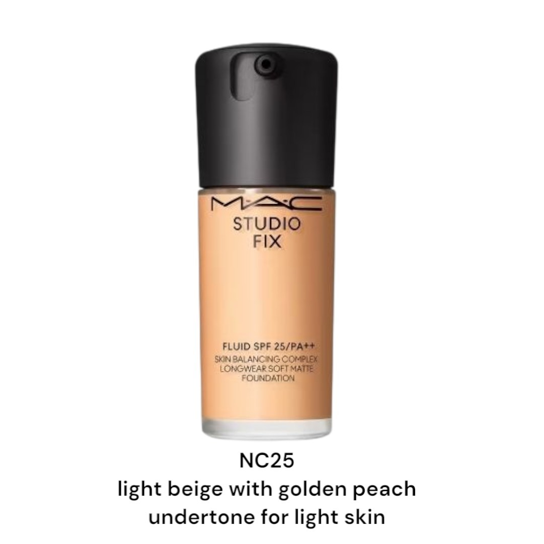MAC StudioFix Fluid SPF15 24HRMatte Foundation Oil Control NC25 Brand New, Boxed