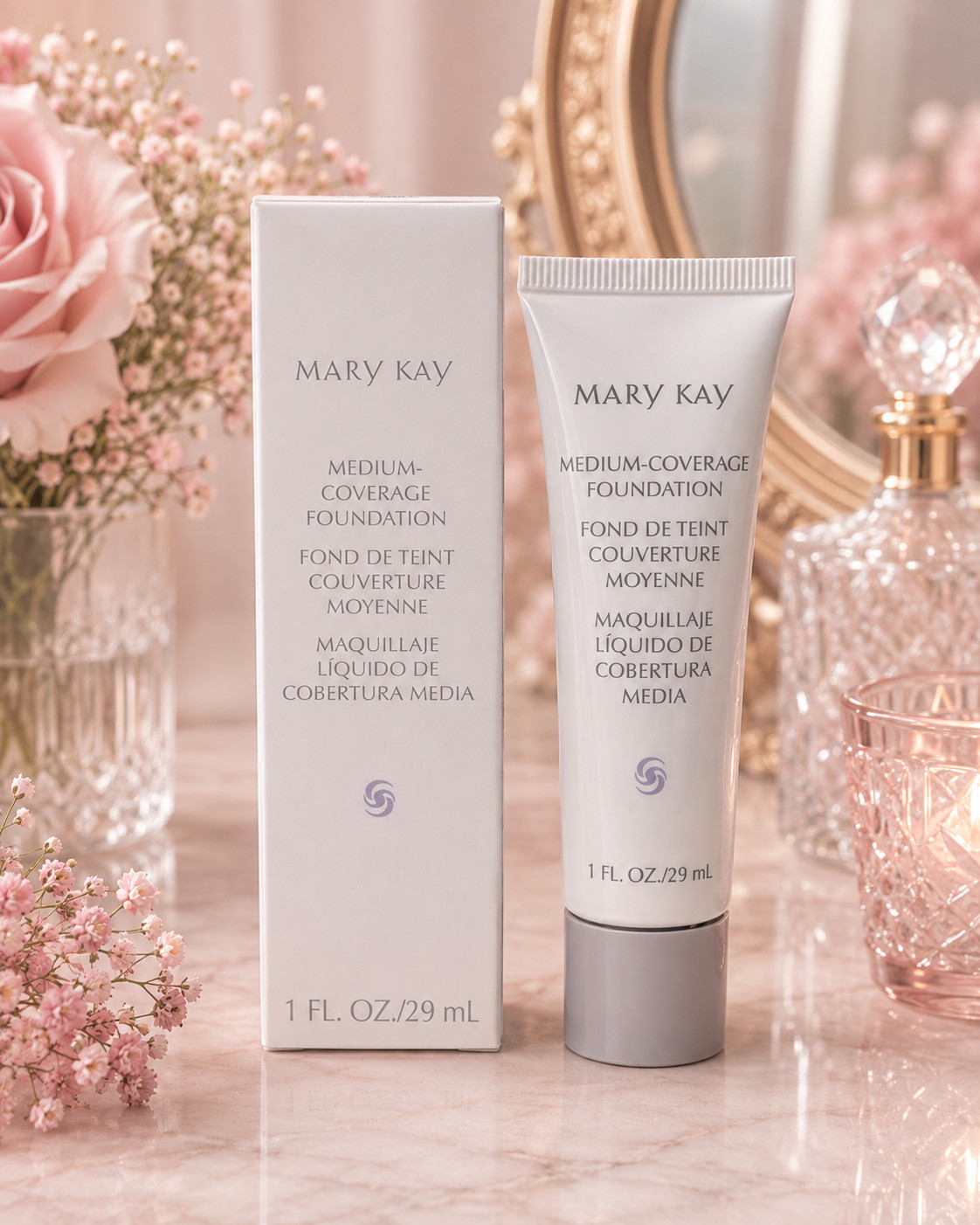 NEW in Box Mary Kay Medium Coverage Foundation Beige 302 Discontinued Grey Cap