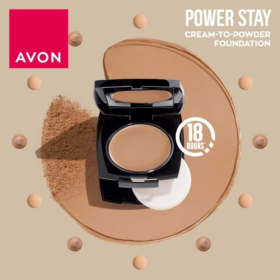 Avon Power Stay Cream to Powder Foundation Compact SPF20 9g | Longwear 18 Hours