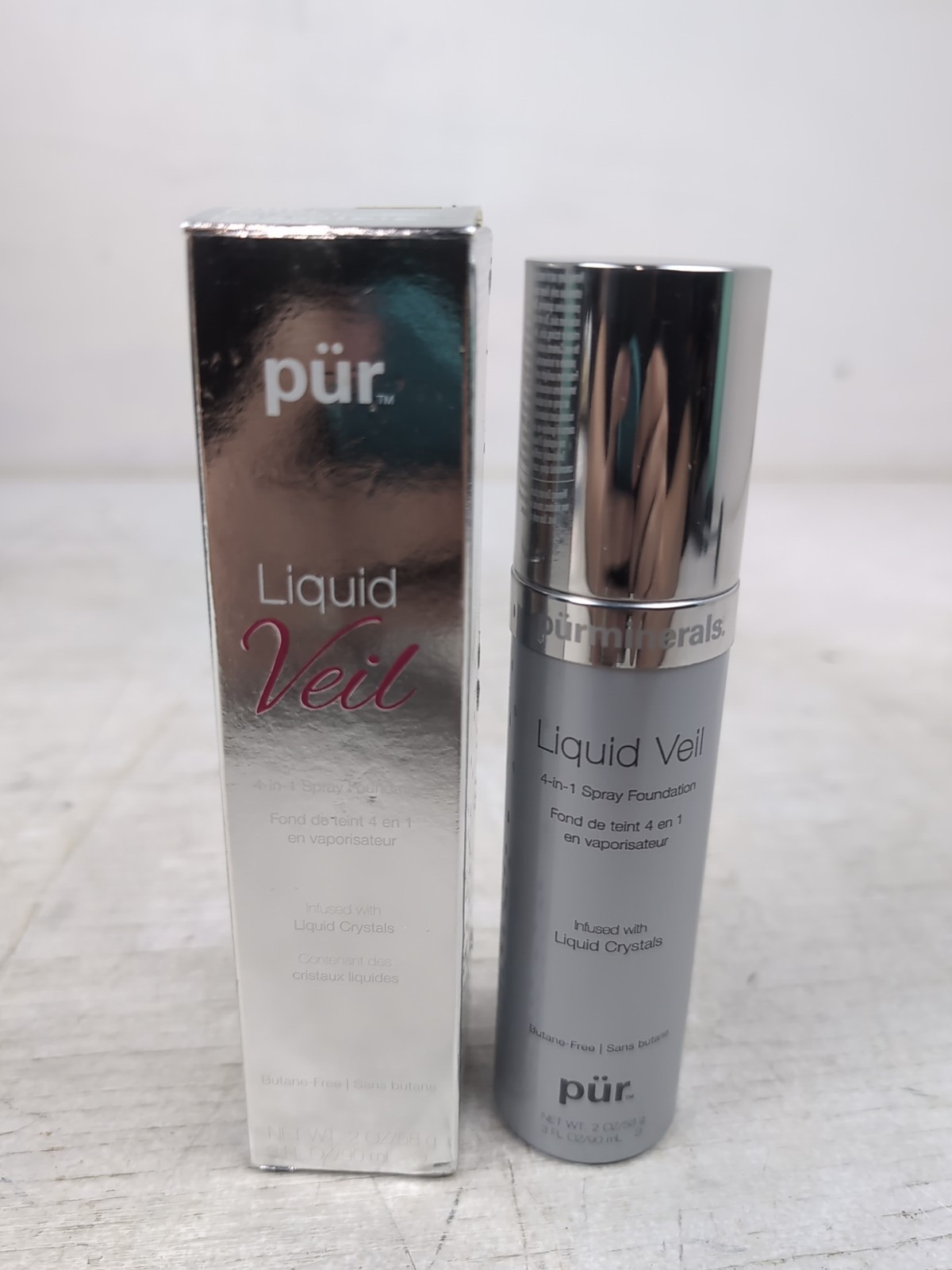 PUR Liquid Veil 4-in-1 spray foundation liquid crystals Tan Shade 3.0oz – NIB
