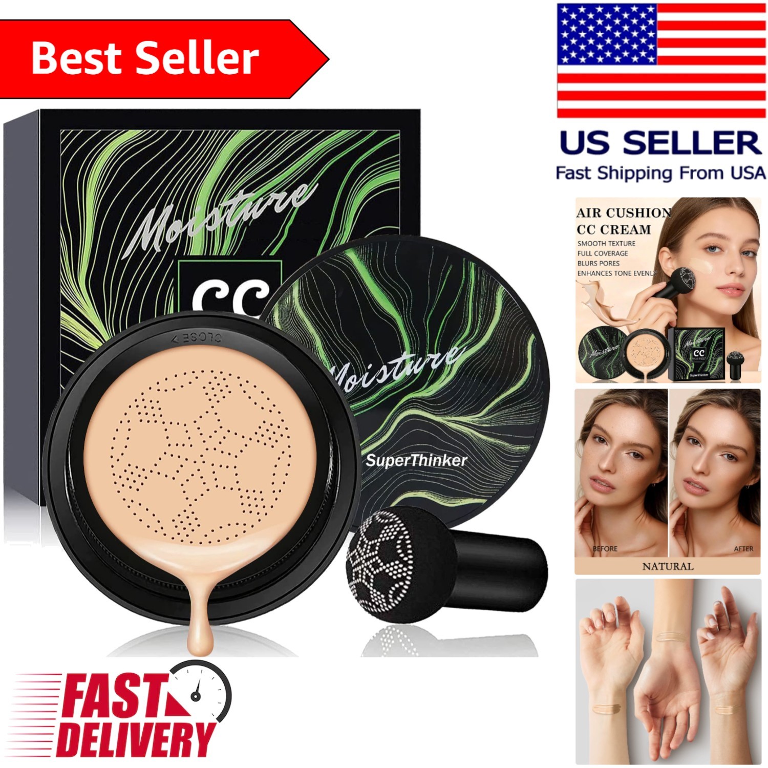 Full Coverage Air Cushion CC Cream – Breathable Foundation for Effortless Beauty
