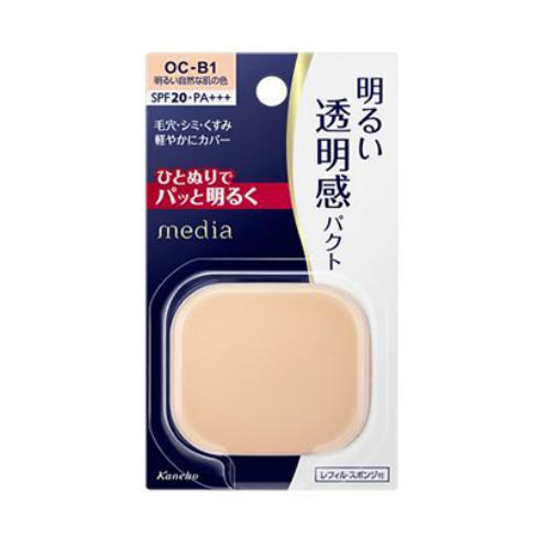 Kanebo Media Pressed Powder Compact Foundation Refill with Sponge Japan