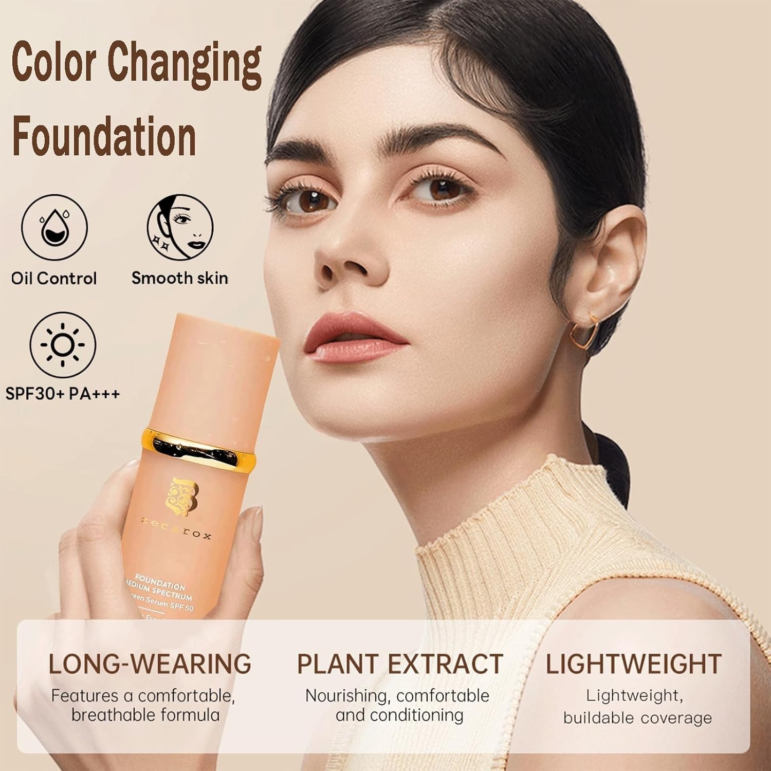 Hydrating Medium Coverage Foundation with SPF 50+ – 4 in 1 Beauty Essential