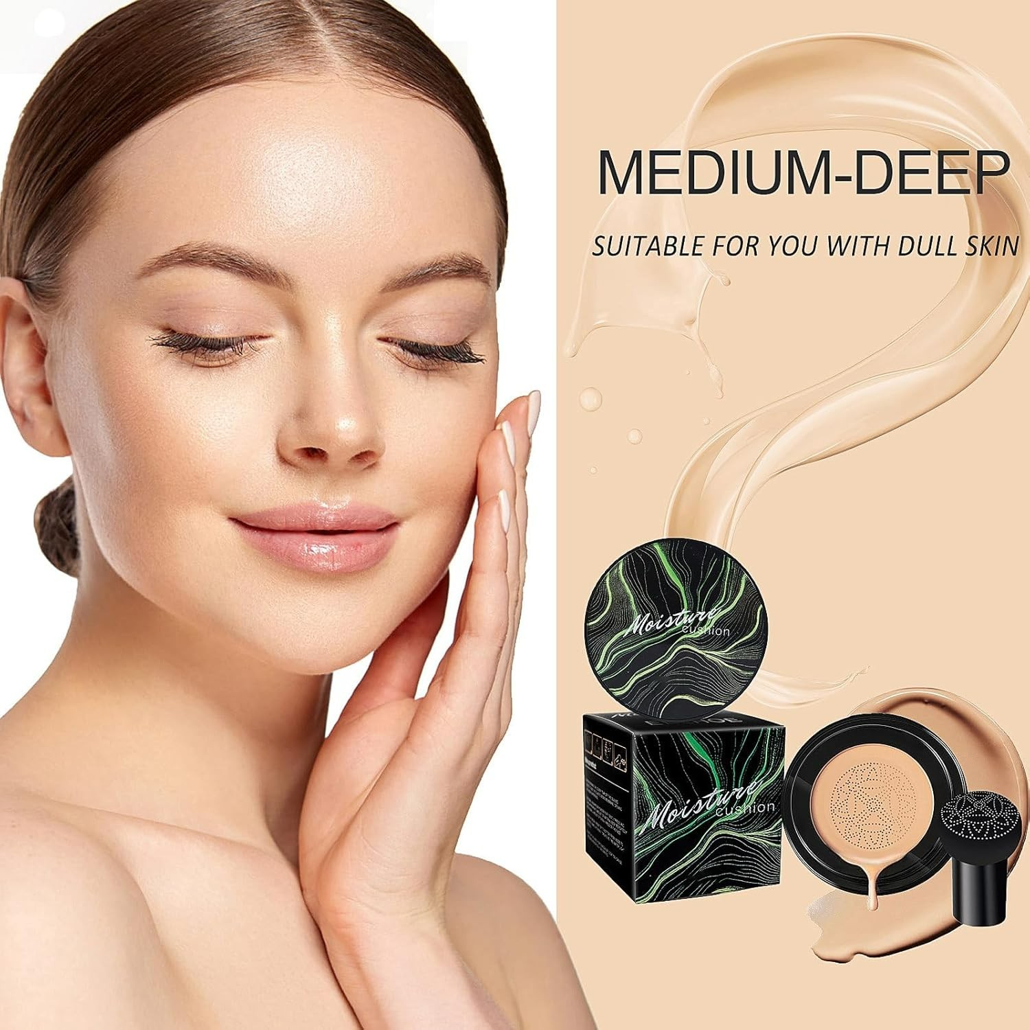 Natural Ingredients Air Cushion CC Cream – Brightening & Concealing, Buff Beige