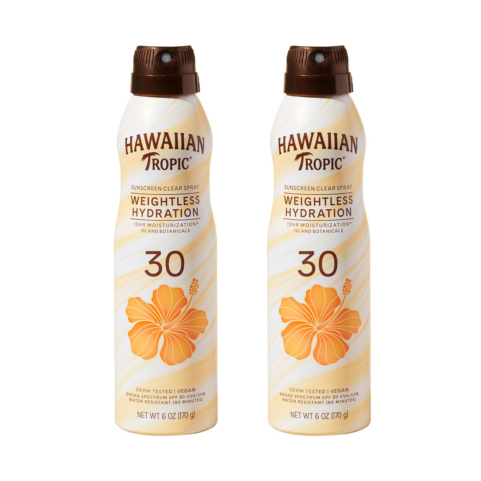 Hawaiian Tropic Weightless Hydration Clear Spray 6 Fl Oz (Pack of 2), Sun