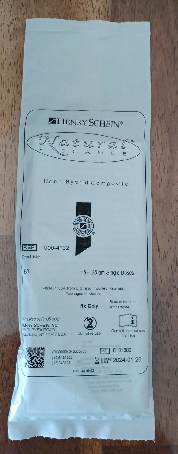 Henry Schein Natural Elegance Nano-Hybrid Tip B3 15 – .25 Single Dose Qty 15/Pck
