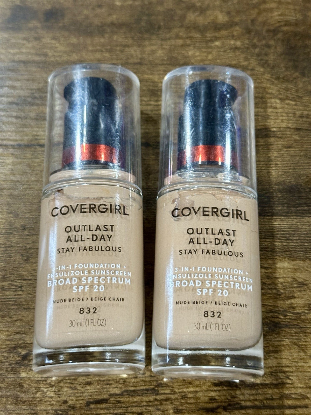 CoverGirl Outlast Stay Fabulous 3 in 1 Foundation 832 Nude Beige Lot of 2 Read