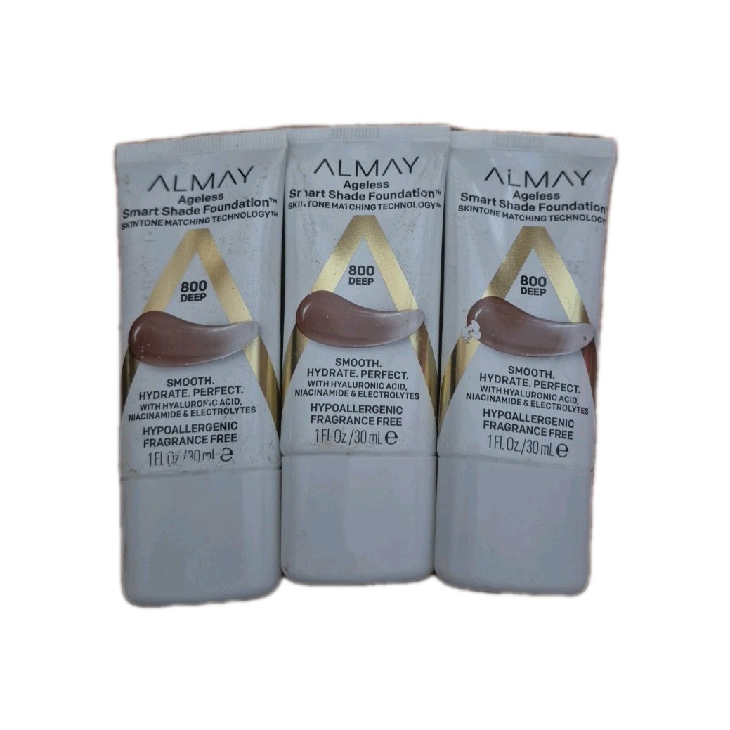 3 Pack Almay Ageless Smart Shade Foundation 1 fl oz 800 DEEP