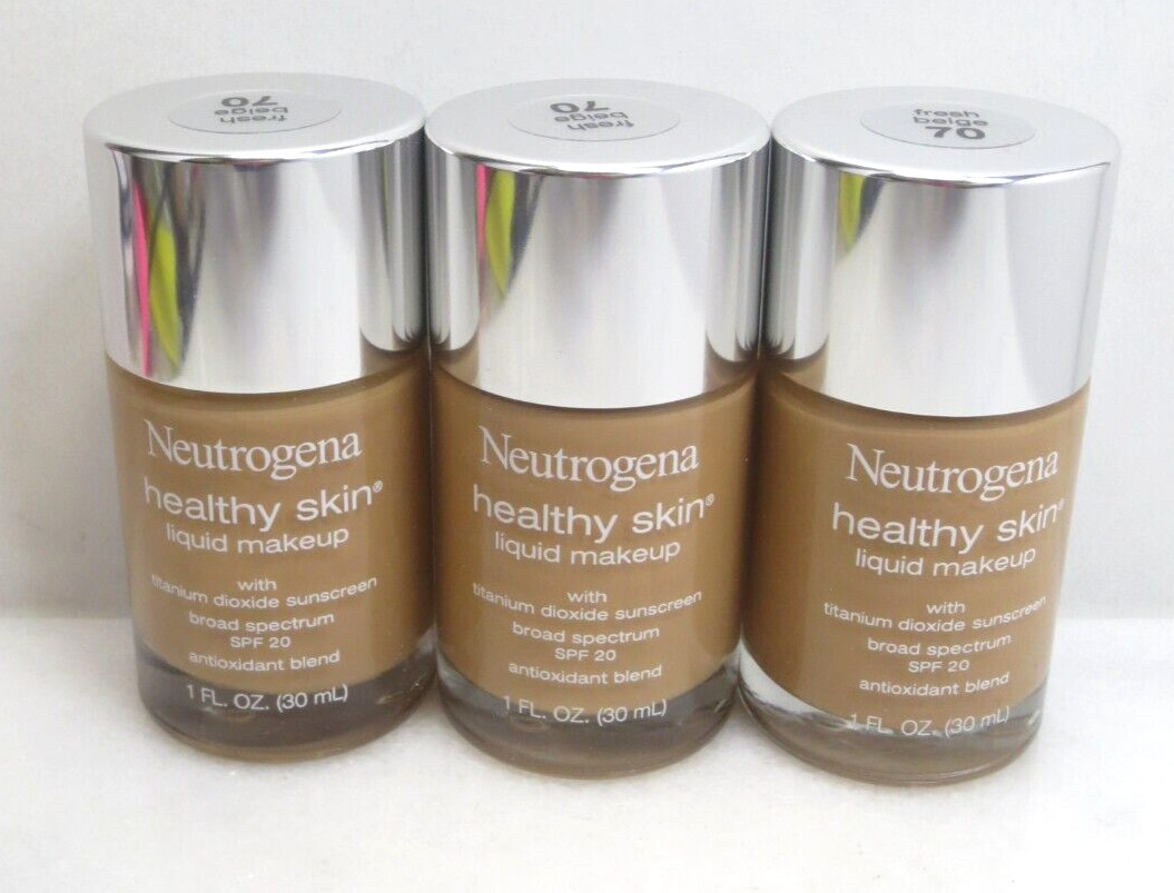 NEUTROGENA HEALTHY SKIN LIQUID MAKEUP SPF 20 FRESH BEIGE 70 1 OZ – LOT OF 3