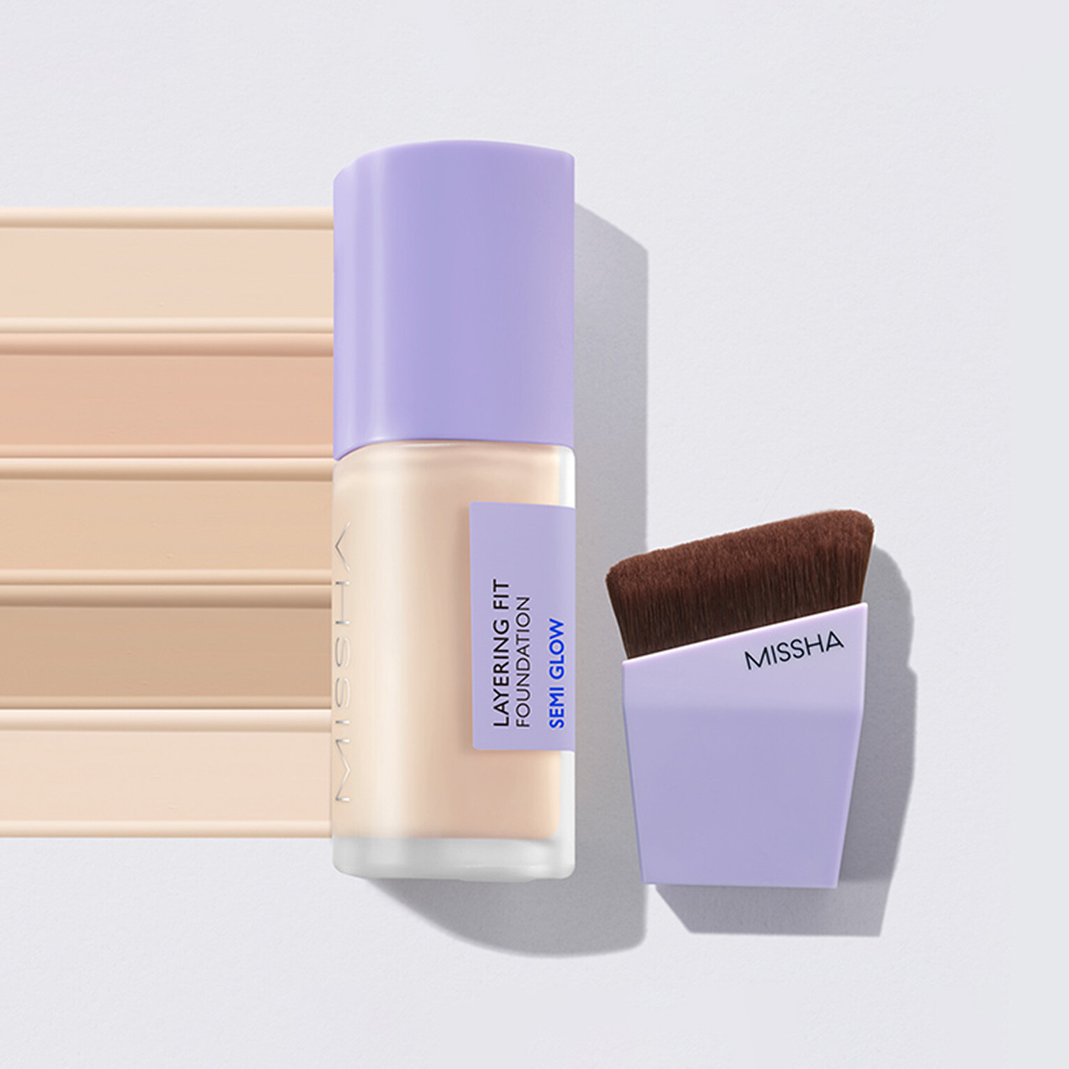 MISSHA Layering Fit Foundation Semi Glow 35ml SPF38 / PA++ with Brush K-Beauty