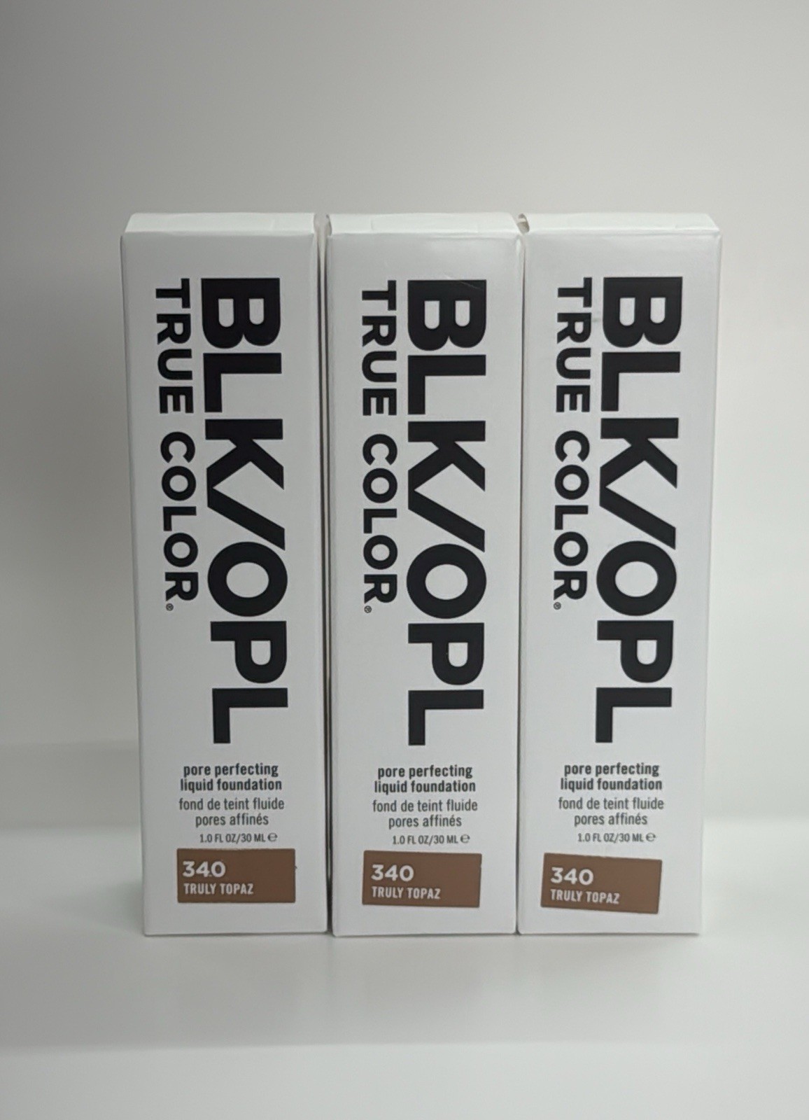 Lot (3) BLK OPL True Color Pore Perfecting Liquid Foundation 340 Truly Topaz