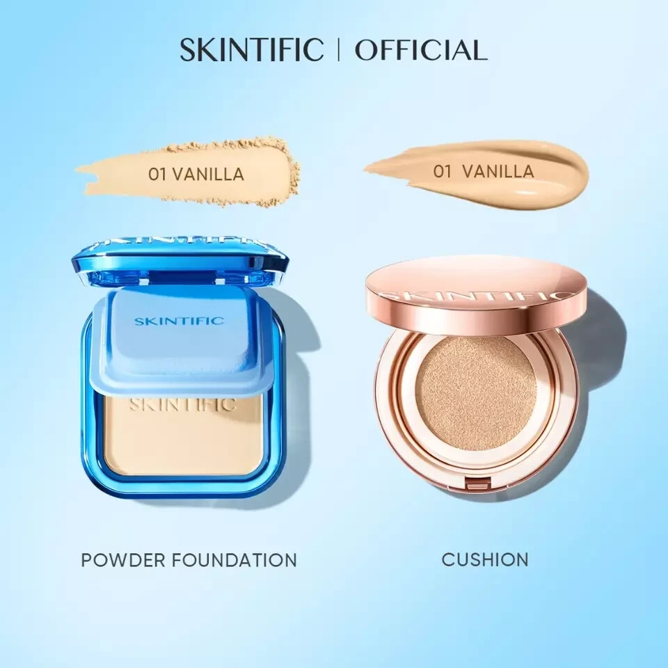 SKINTIFIC TWC powder 9g TWC powder+Matte Cushion Foundation Set/Gold Cushion Set
