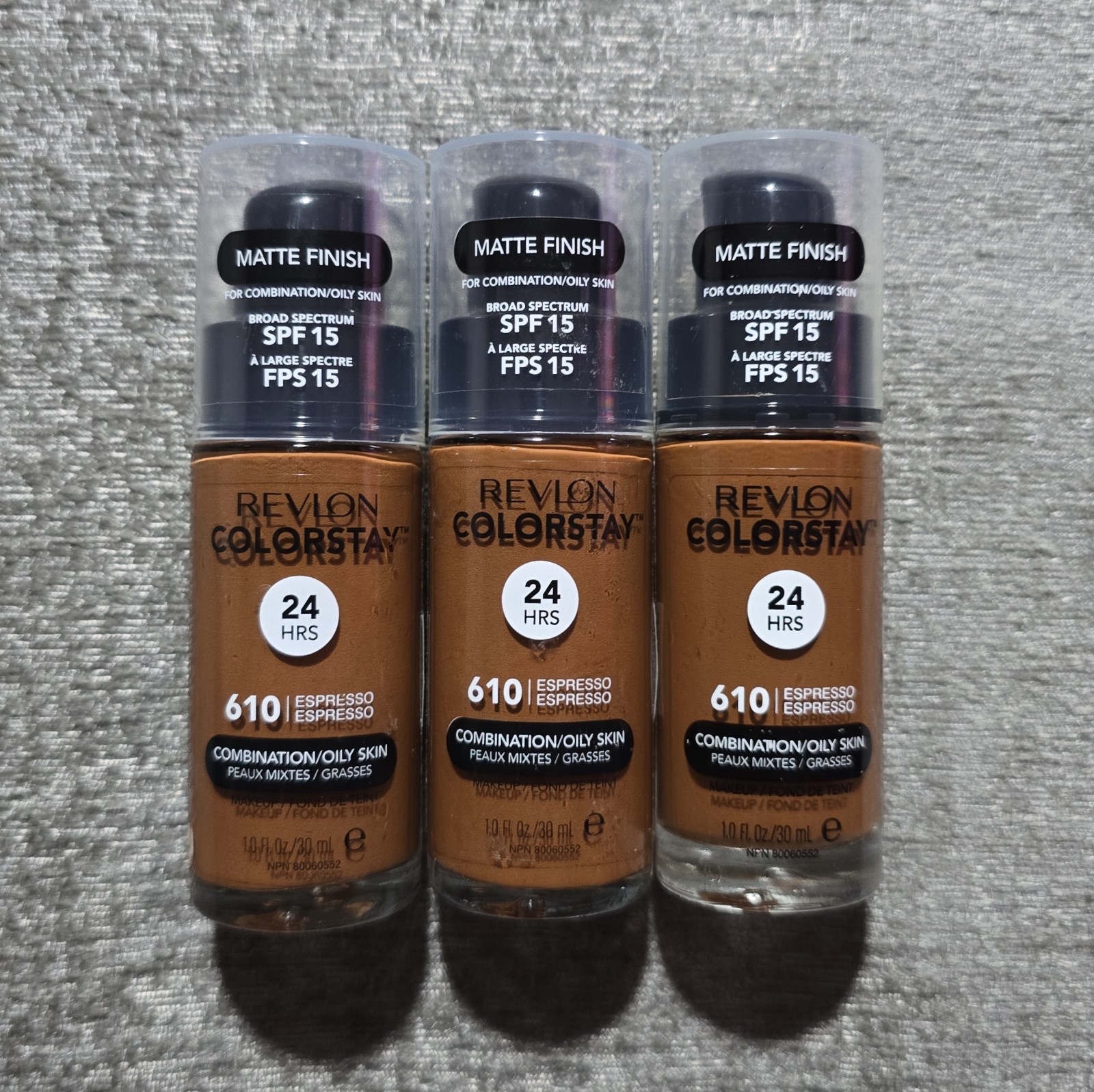 Lot Of 3 Revlon ColorStay 610 Espresso Foundation SPF15 Combo/Oily Skin Exp 2021