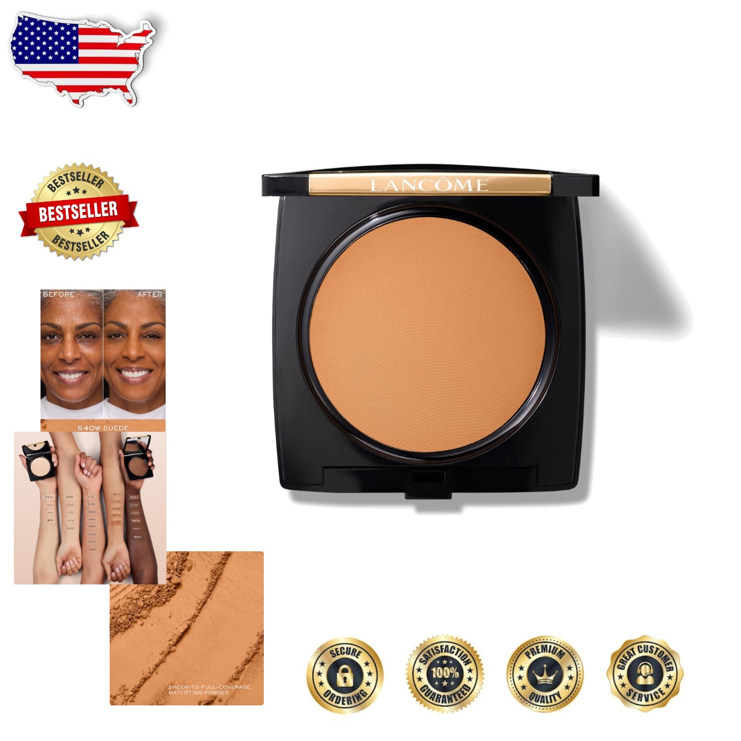 Buildable Powder Foundation 540 Suede Dark Dermatologist Tested Shine Control