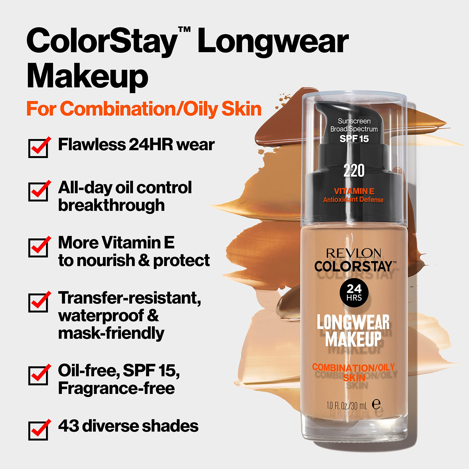 Medium Beige Long Wearing Oil Free Foundation 1 Oz SPF 15 Poreless Matte Finish