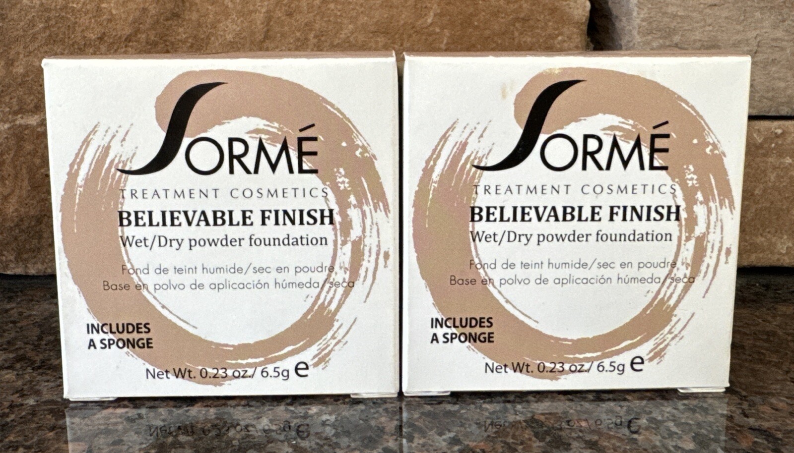 2X Sorme Believable Finish Wet/Dry Powder Foundation Rosy Beige 411 , 0.23 oz Ea