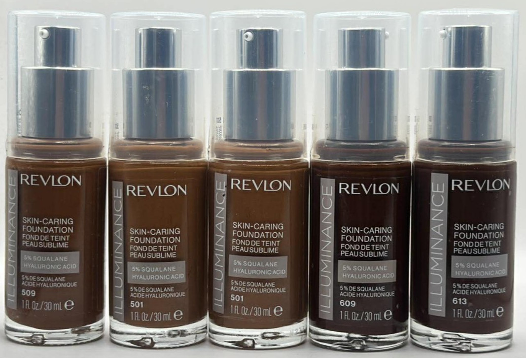 5PK Revlon Skin Caring Foundation Mixed Shade SET ~ 1 FL OZ EACH ~ SEALED ~ NEW