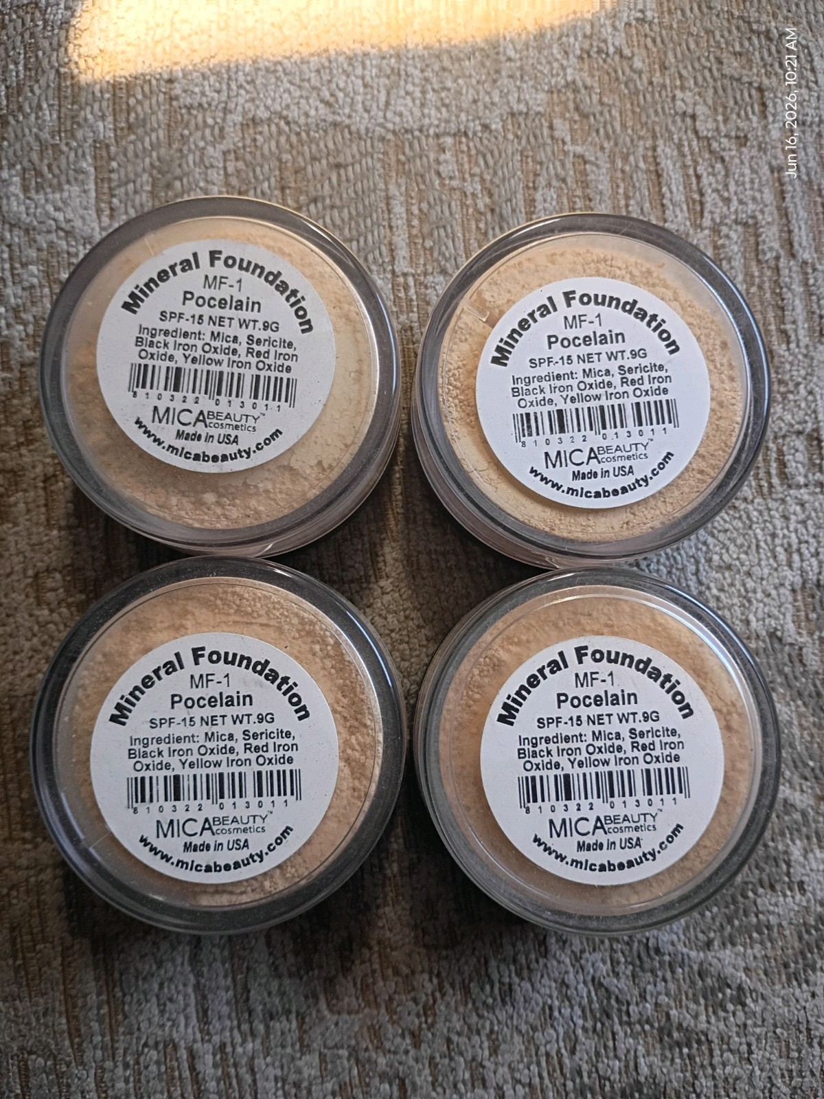 Mica Beauty Mineral Foundation MF-1 Porcelain X4 9grams Each