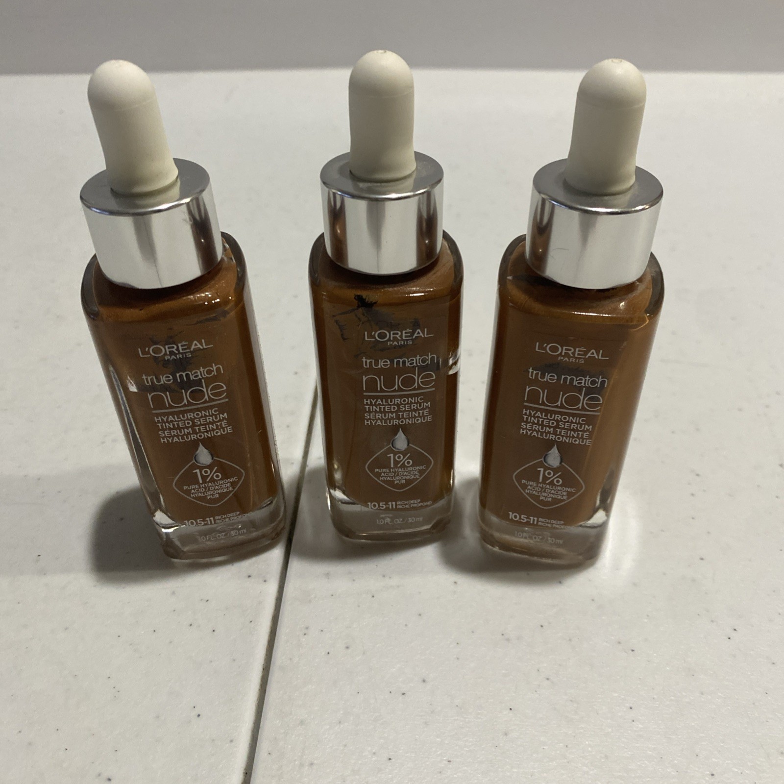 X3 L’Oreal-True Match-Nude-Hyalauronic-Tinted Serum-10.5-11 RICH DEEP-1 OZ.