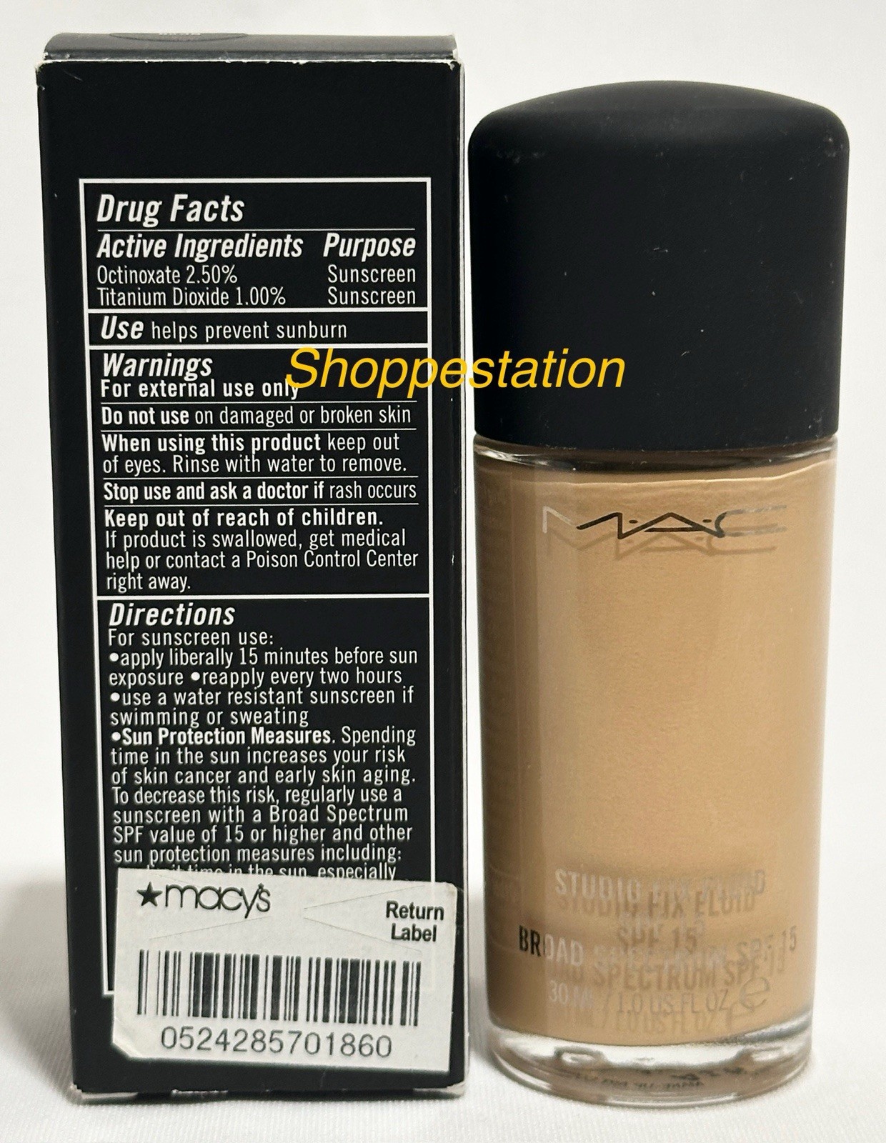 MAC Studio Fix Fluid SPF15 Foundation Shade NC20 Full Size 1oz / 30ml New In Box