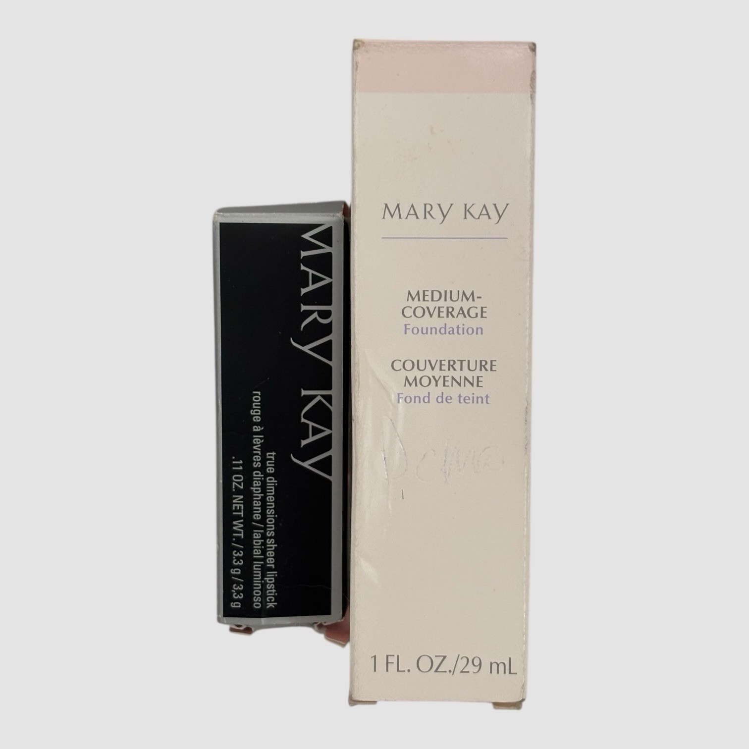 Mary Kay Medium Coverage Foundation #364200 BRONZE 708 GREY CAP and Lipstick Set