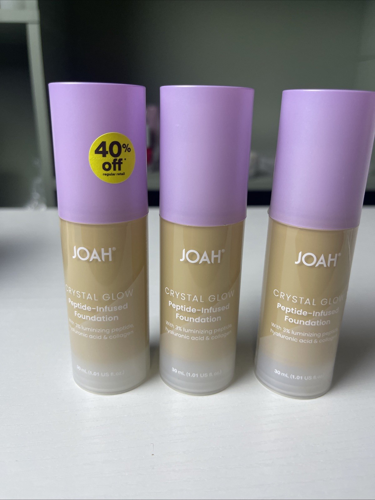 Joah Crystal Glow Peptide-Infused Foundation LW060 Light with Warm Undertones