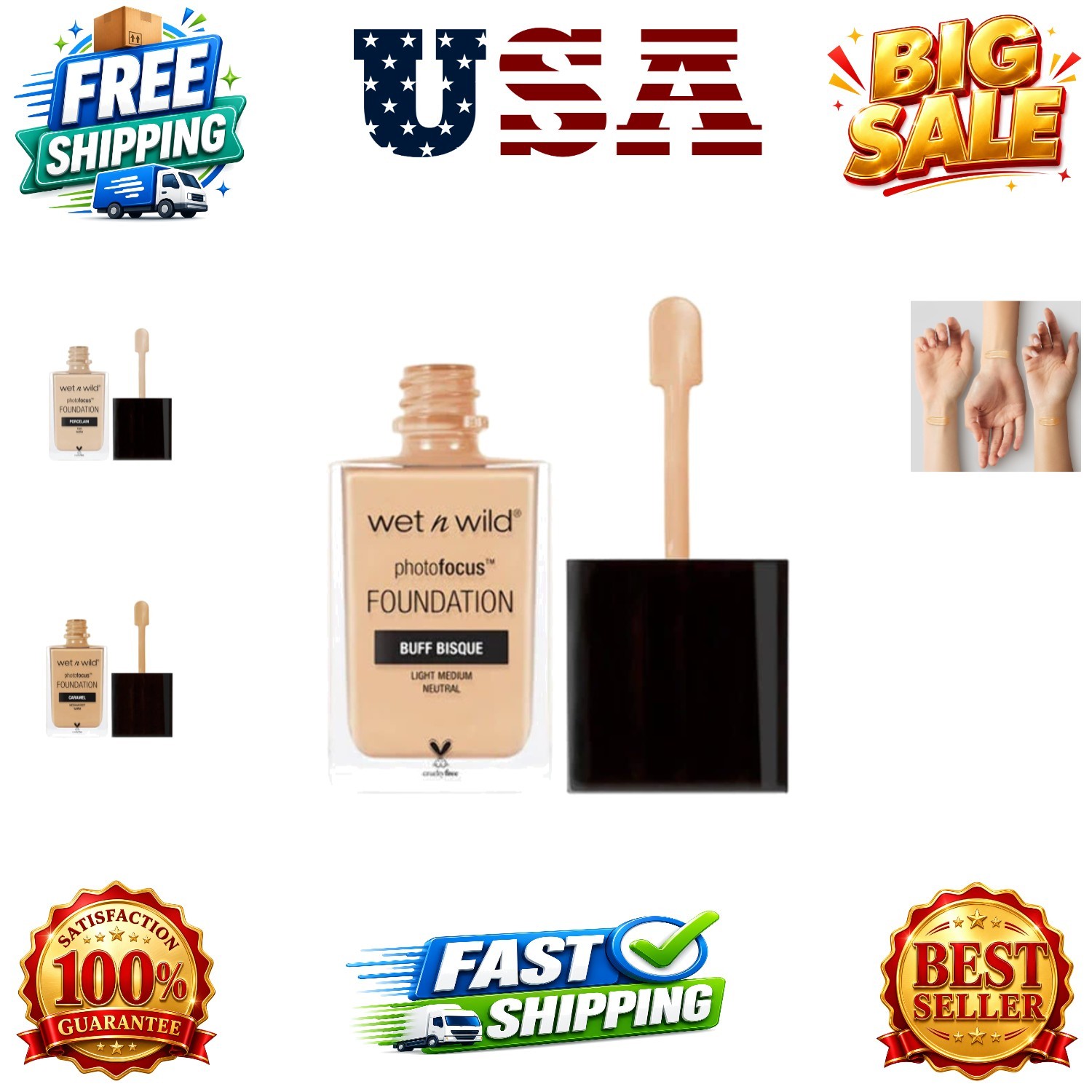 Photo Focus Matte Liquid Foundation Buff Bisque, & Cruelty-Free