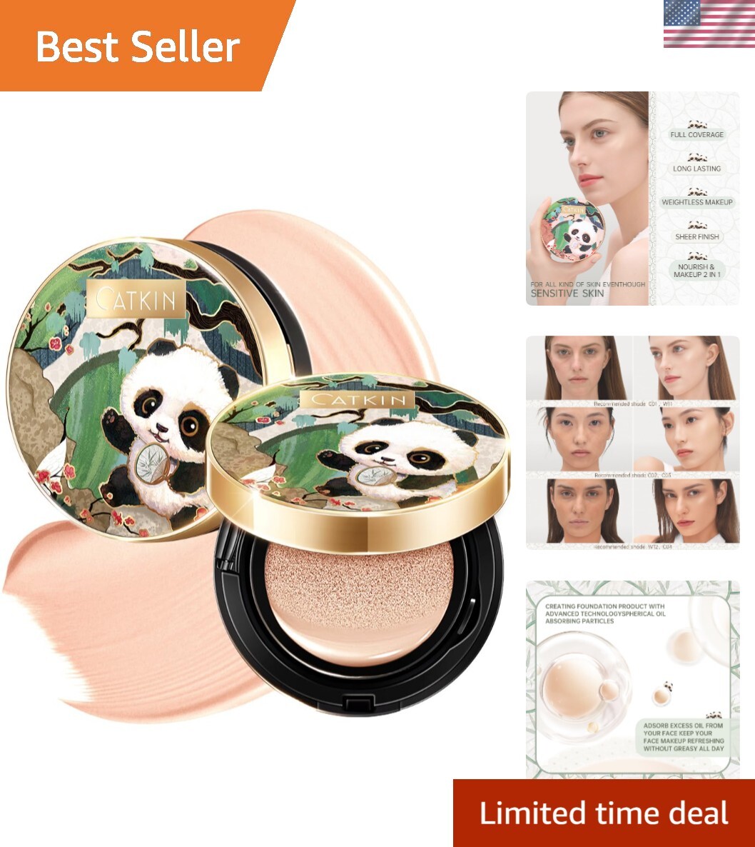 Panda Land Full Coverage Cushion Fondation, Breathable Hydrating Nourishing P…