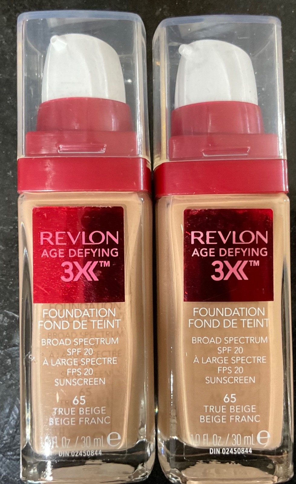 Revlon Age Defying 3X Liquid Foundation 65 True Beige 1 fl oz (2 PACK) EXP 2/26